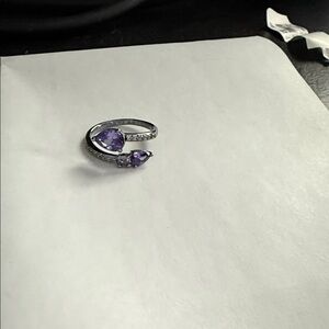 BP Silver Ring with Purple Gemstones